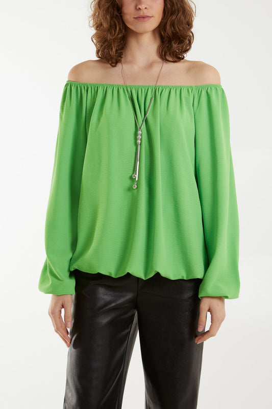 Shirley Italian Bardot Necklace Top - LB Boutique