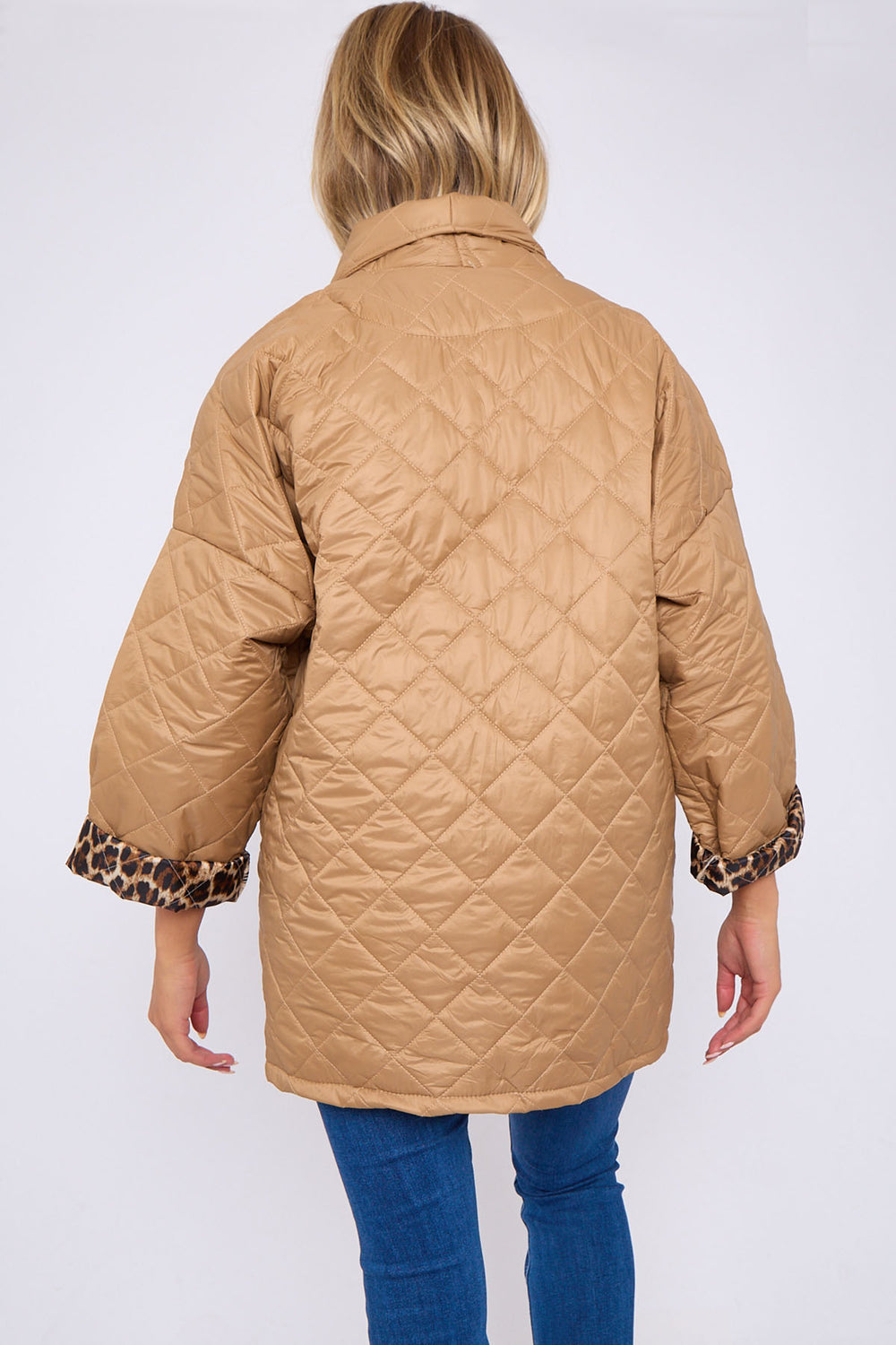 Claudene Leopard Lined Pocket Quilted Jacket