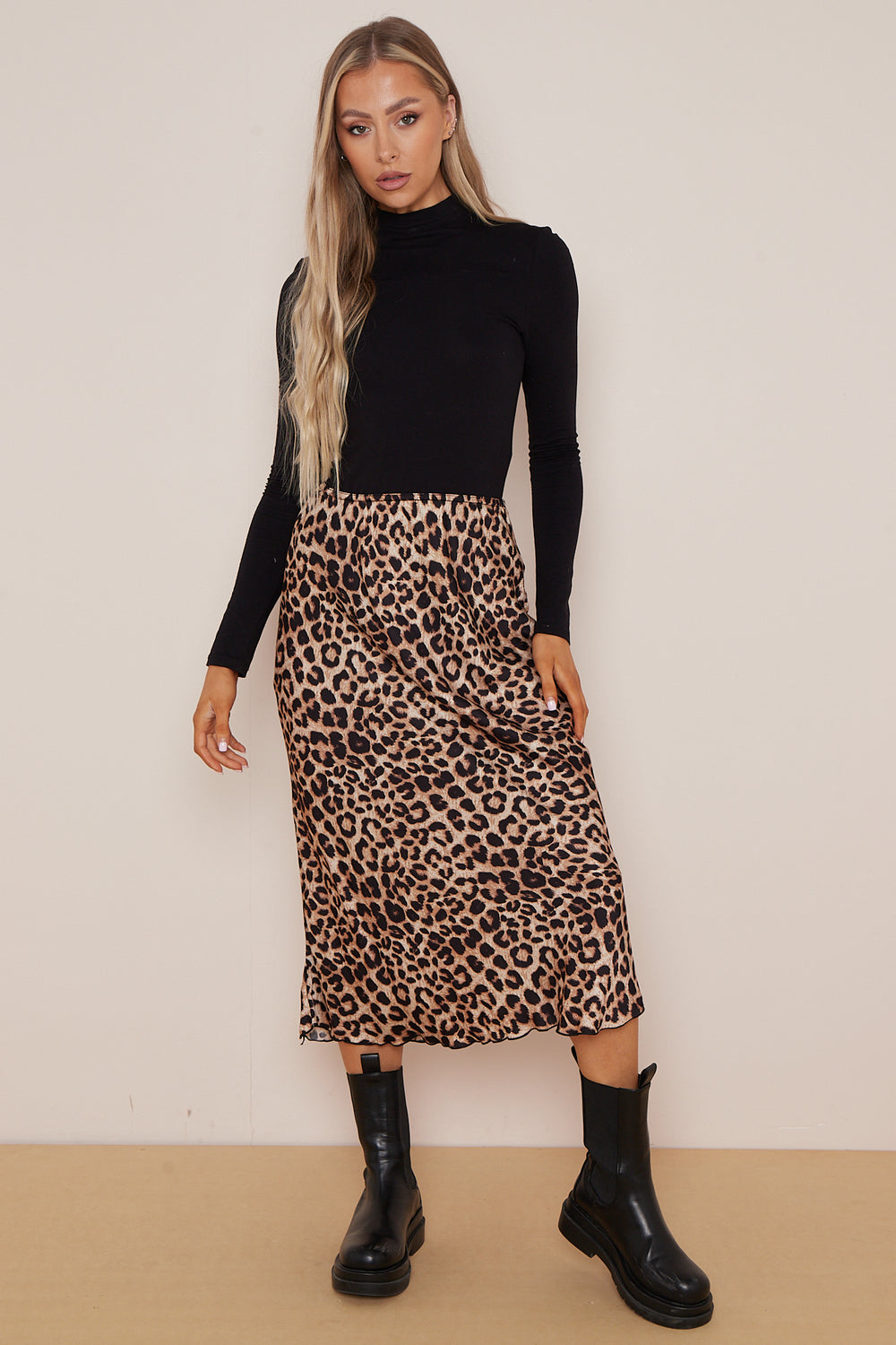 Stephanie Animal Print Satin Skirt