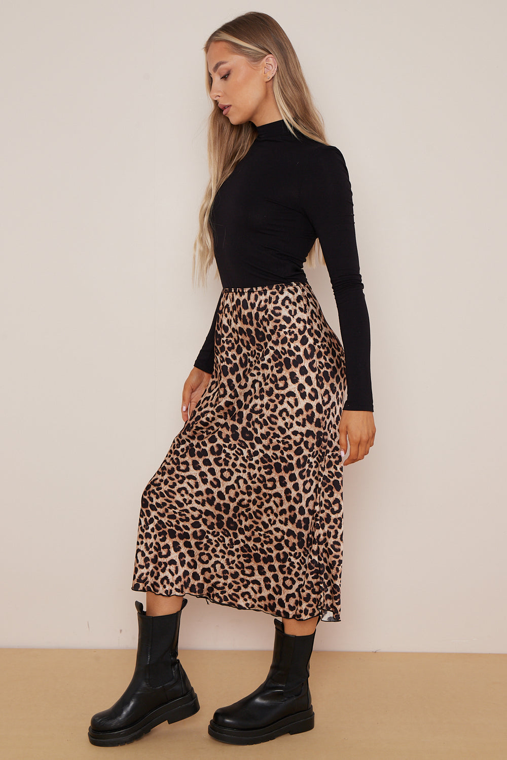 Stephanie Animal Print Satin Skirt