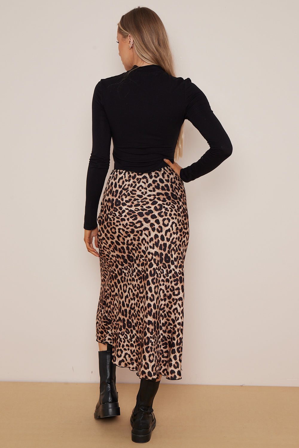 Stephanie Animal Print Satin Skirt