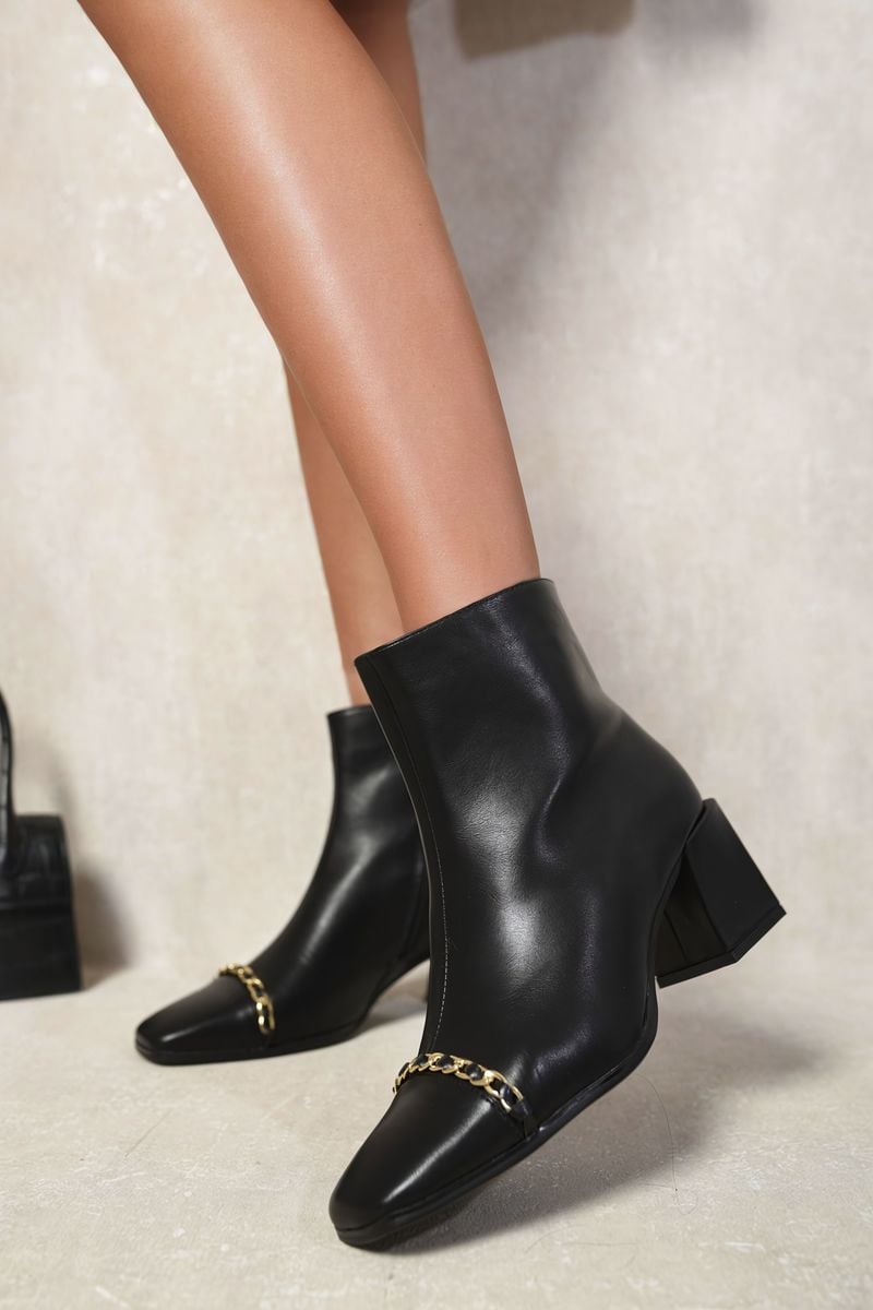 Astrid Two Tone Side Zip Block Heel Ankle Boots