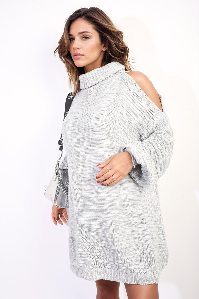 Bria High Neck Oversized Open Shoulder Jumper