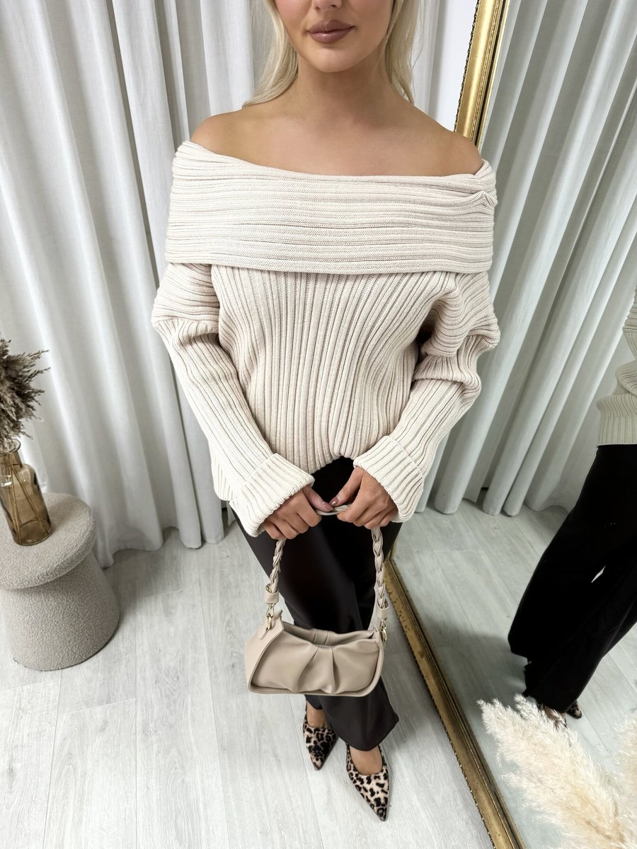 Karen Off Shoulder Long Sleeve Knitted Loose Top