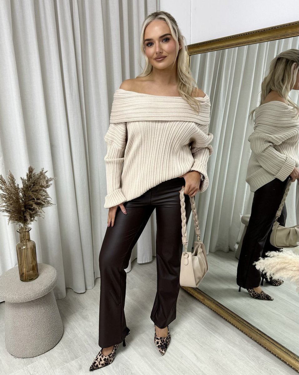 Karen Off Shoulder Long Sleeve Knitted Loose Top