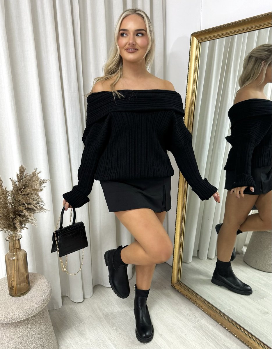 Karen Off Shoulder Long Sleeve Knitted Loose Top