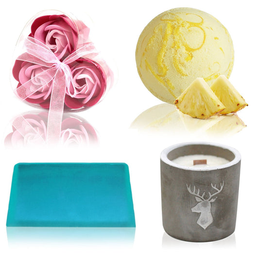 Bath Bomb, Soap Flower, Soap and Candle Set - LB Boutique