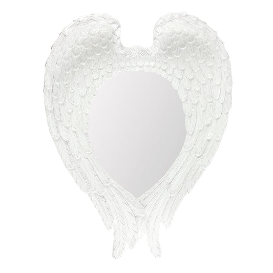 55cm White Glitter Angel Wing Mirror - LB Boutique