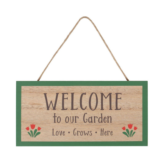 Welcome To Our Garden Hanging Sign - LB Clothing