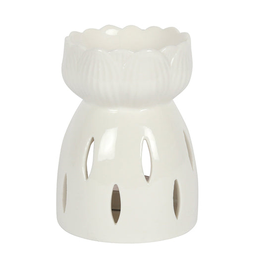 White Gloss Lotus Flower Oil Burner - LB Clothing