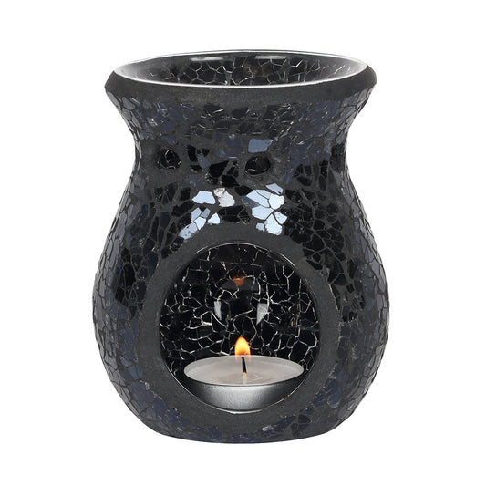 Small Black Crackle Glass Oil Burner - LB Clothing