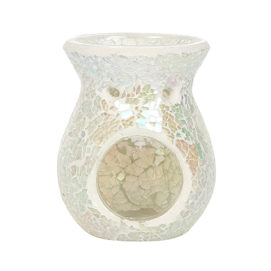 Small White Iridescent Crackle Oil Burner - LB Clothing