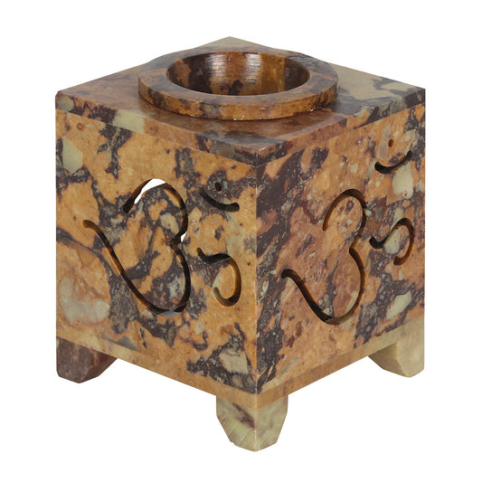 Carved Om Symbol Soapstone Oil Burner - LB Boutique