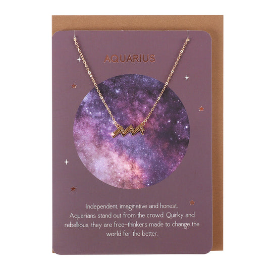 Aquarius Zodiac Necklace Card - LB Boutique