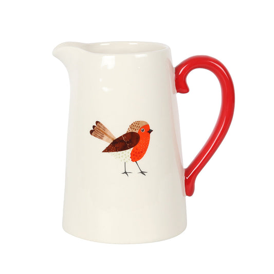 17cm Winter Robin Ceramic Flower Jug - LB Boutique