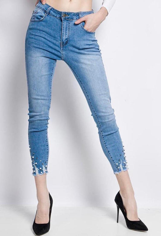 Jasmine Pearl Bottom Denim Jeans - LB Boutique